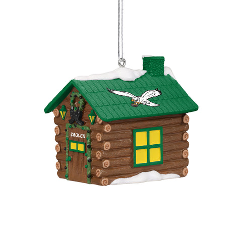 Philadelphia Eagles Retro Kelly Green Resin Log Cabin Ornament