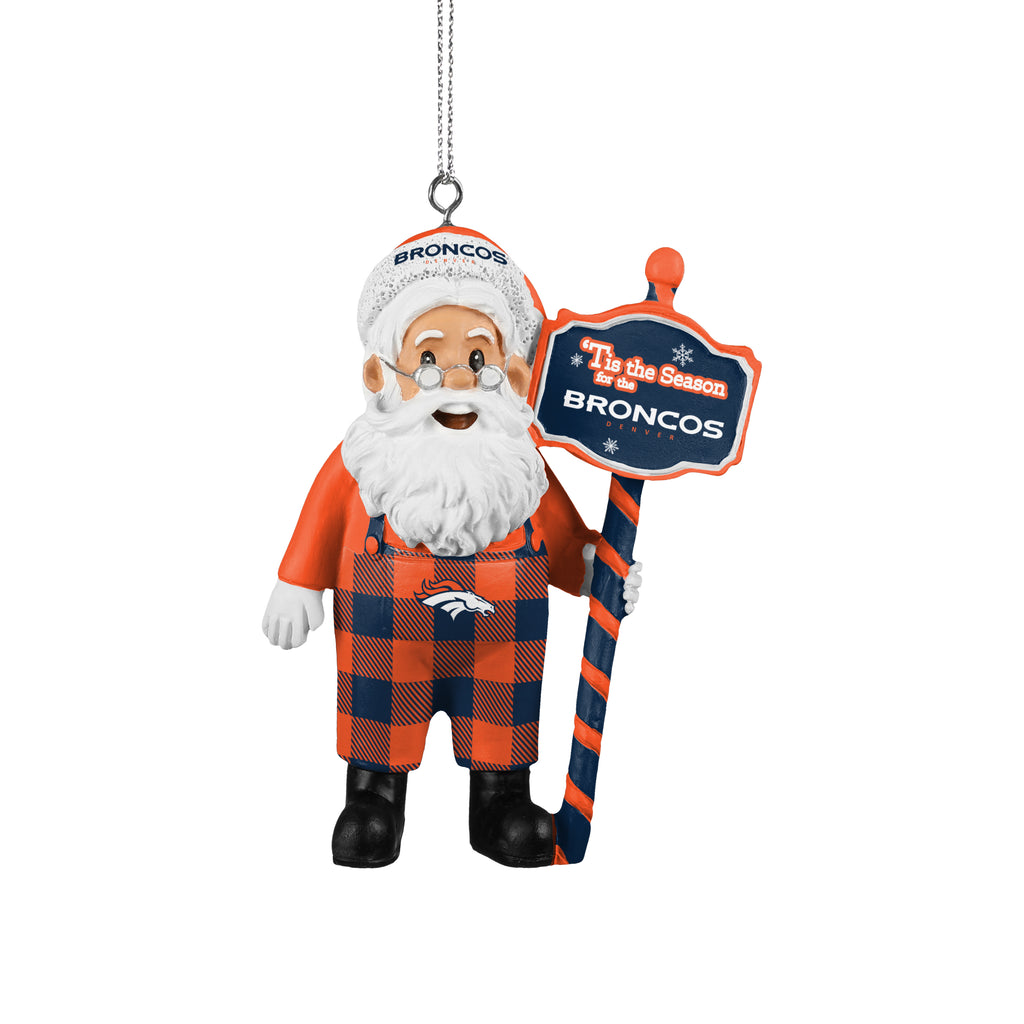 Denver Broncos Santa Overalls Ornament