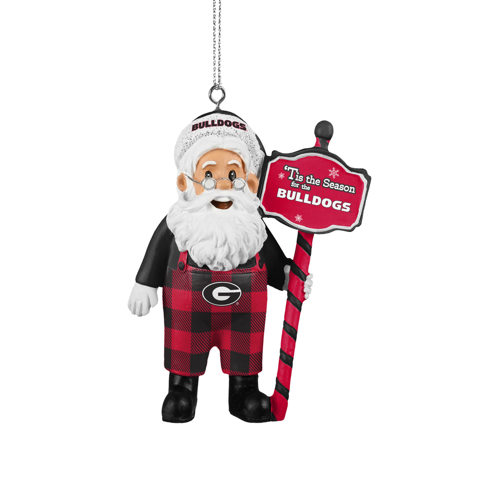 Georgia Bulldogs Santa Overalls Ornament