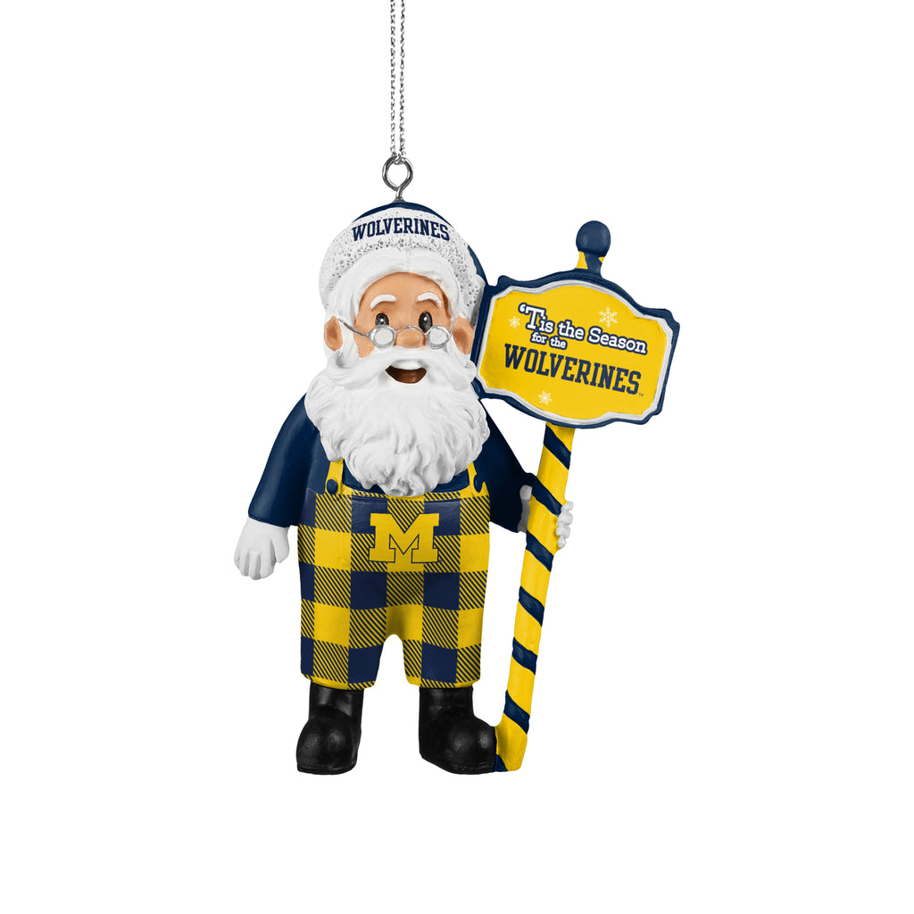 Michigan Wolverines Santa Overalls Ornament