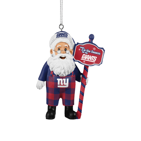 New York Giants Santa Overalls Ornament