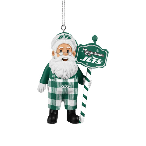 New York Jets Santa Overalls Ornament