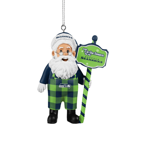 Seattle Seahawks Santa Overalls Ornament