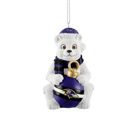 Baltimore Ravens Sitting Polar Bear Ornament