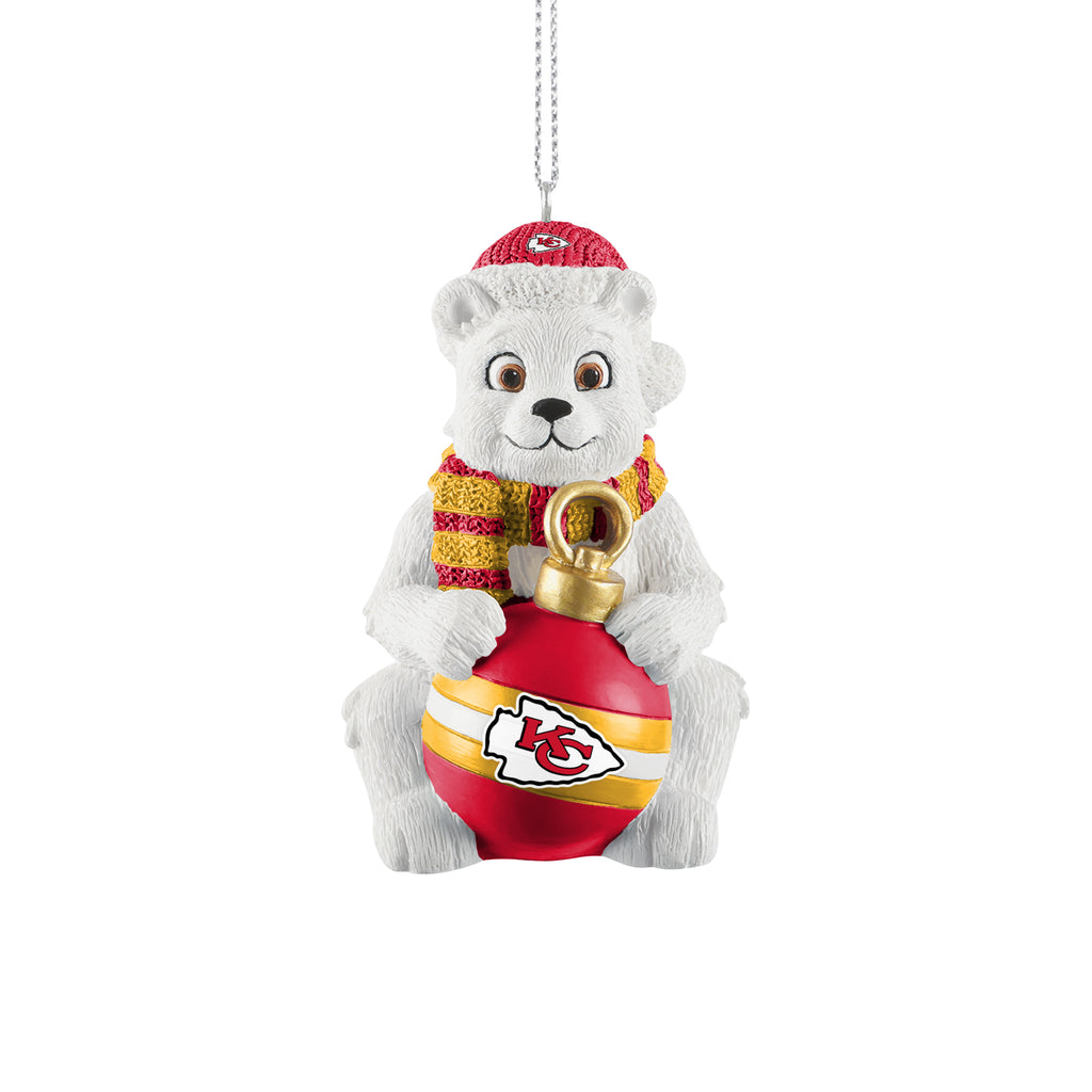 Kansas City Chiefs Sitting Polar Bear Ornament