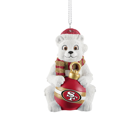 San Francisco 49ers Sitting Polar Bear Ornament
