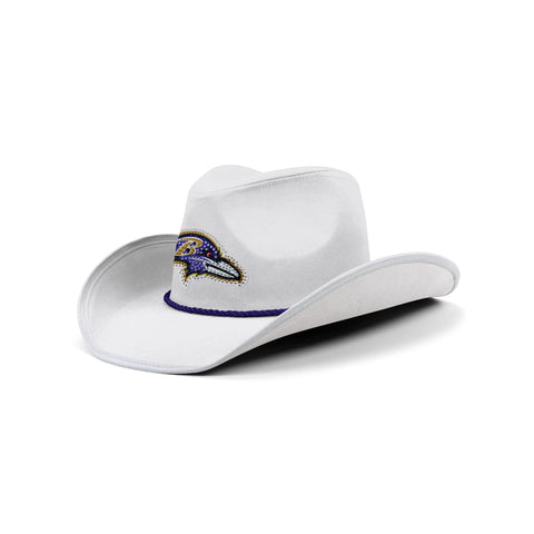 Baltimore Ravens Rhinestone Cowboys Hat - White