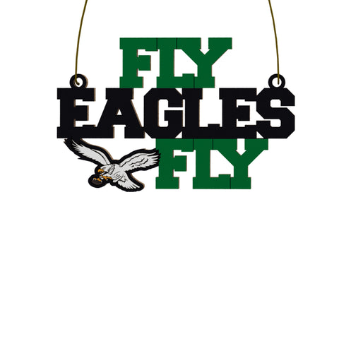 Philadelphia Eagles Retro Wooden Slogan Cut Out Ornament