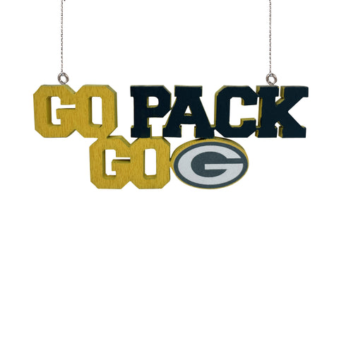 Green Bay Packers Wooden Slogan Cut Out Ornament