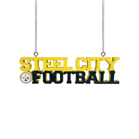 Pittsburgh Steelers Wooden Slogan Cut Out Ornament