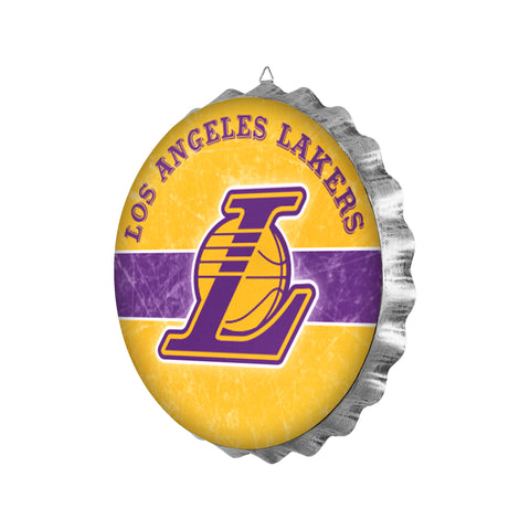Los Angeles Lakers Metal Distressed Bottle Cap Sign