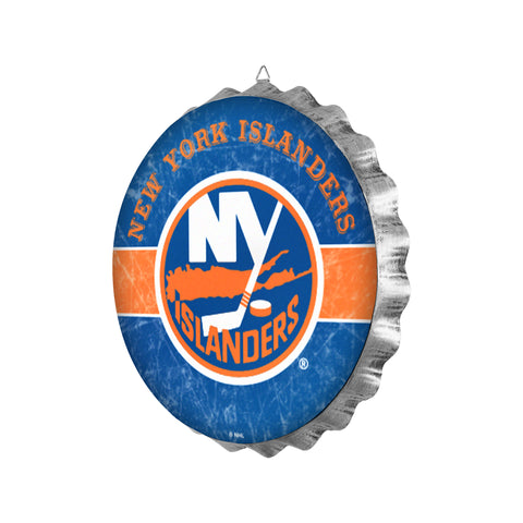 New York Islanders Metal Distressed Bottle Cap Sign