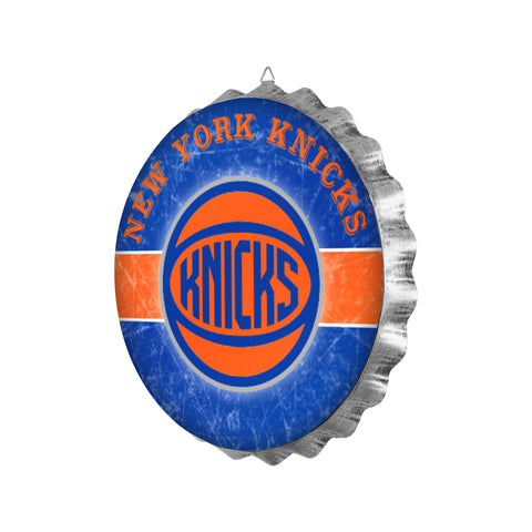 New York Knicks Metal Distressed Bottle Cap Sign