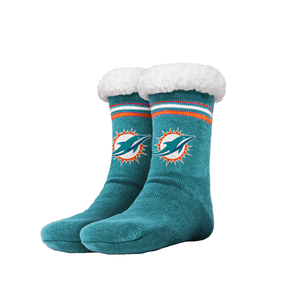 Miami Dolphins Stripe Logo Tall Footy Slipper Socks