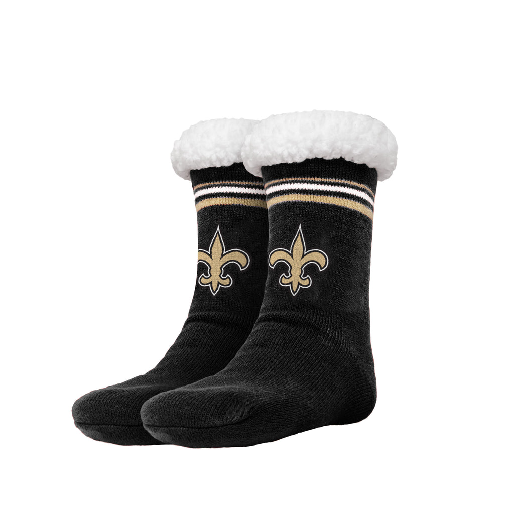 New Orleans Saints Stripe Logo Tall Footy Slipper Socks