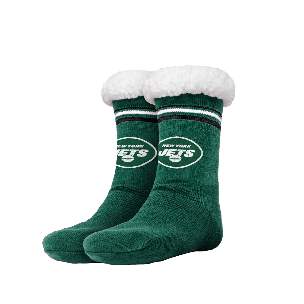 New York Jets Stripe Logo Tall Footy Slipper Socks