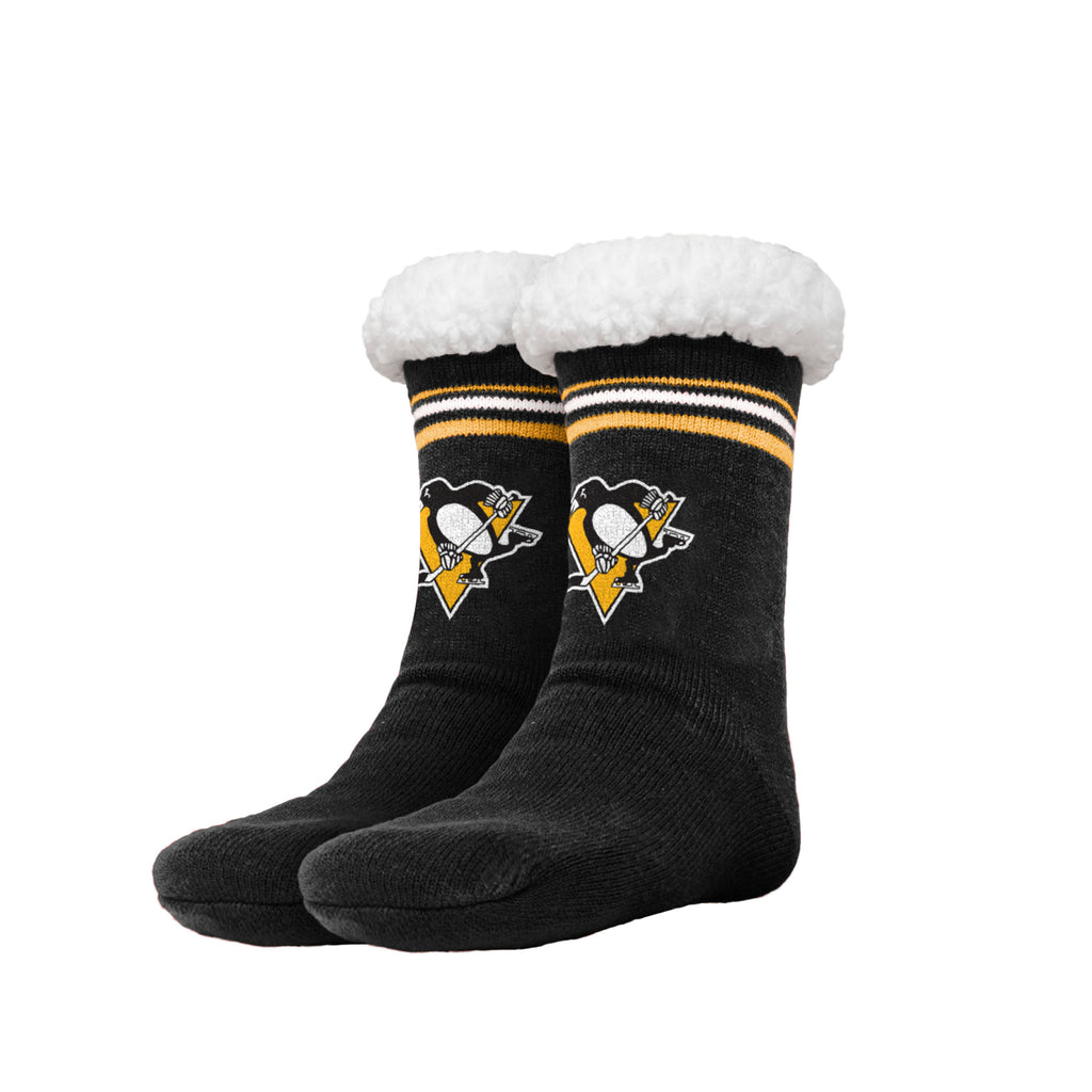 Pittsburgh Penguins Stripe Logo Tall Footy Slipper Socks