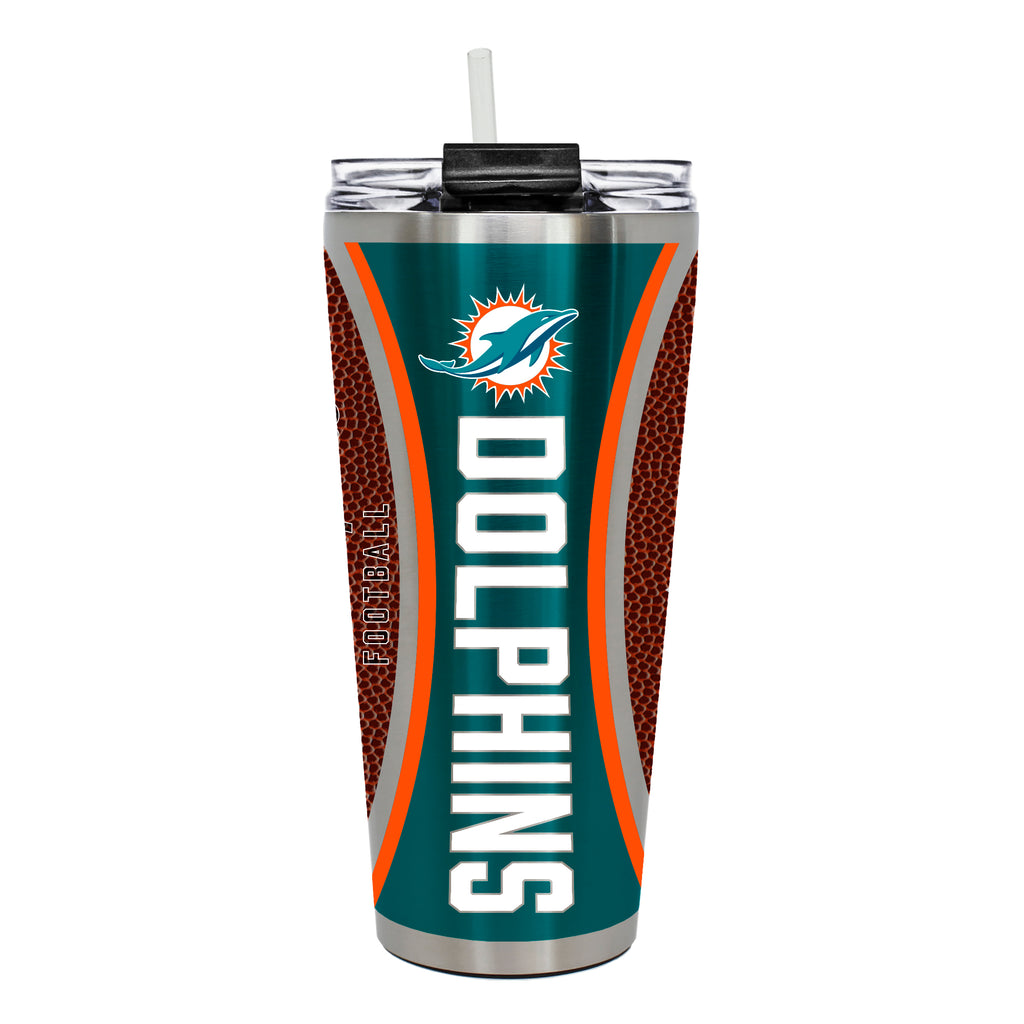 Miami Dolphins 32oz Big Slim Tumbler - Gameball Design