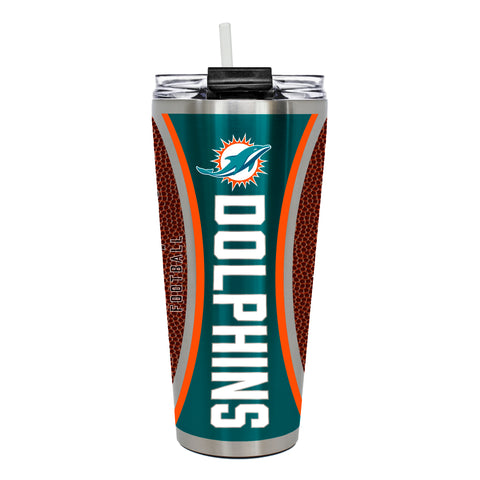 Miami Dolphins 32oz Big Slim Tumbler - Gameball Design