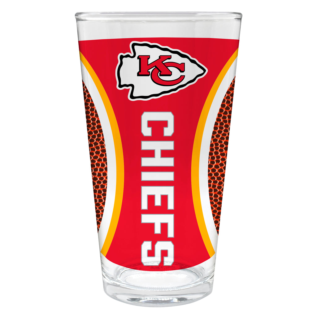 Kansas City Chiefs 16oz Pint Glass - Gameball Design