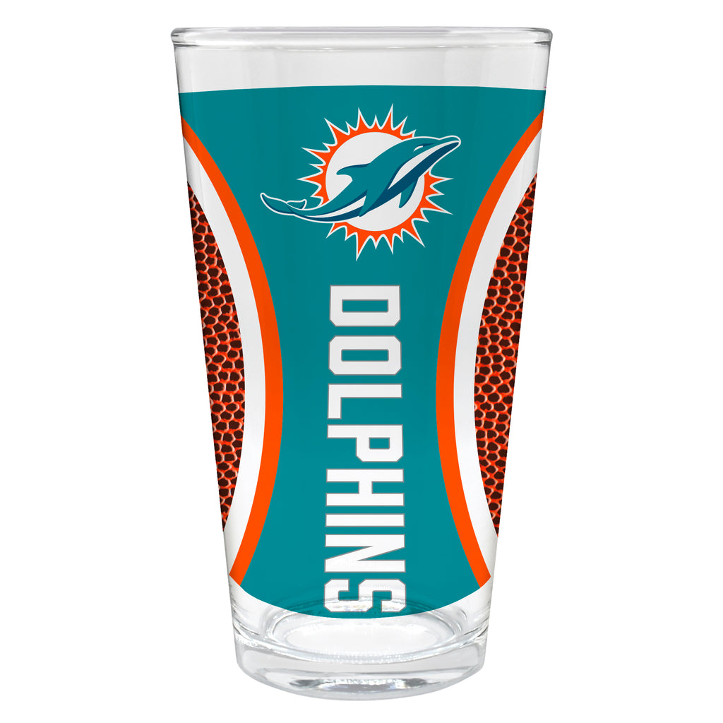 Miami Dolphins 16oz Pint Glass - Gameball Design
