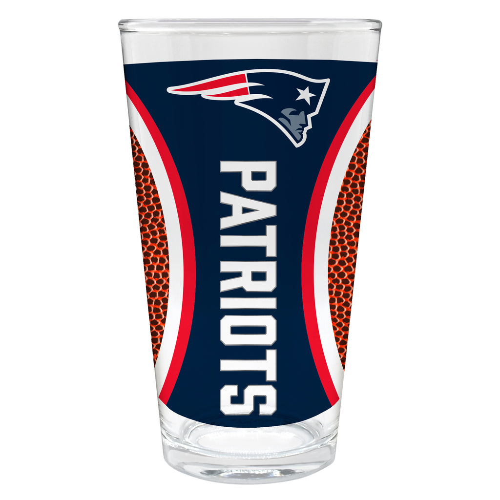 New England Patriots 16oz Pint Glass - Gameball Design