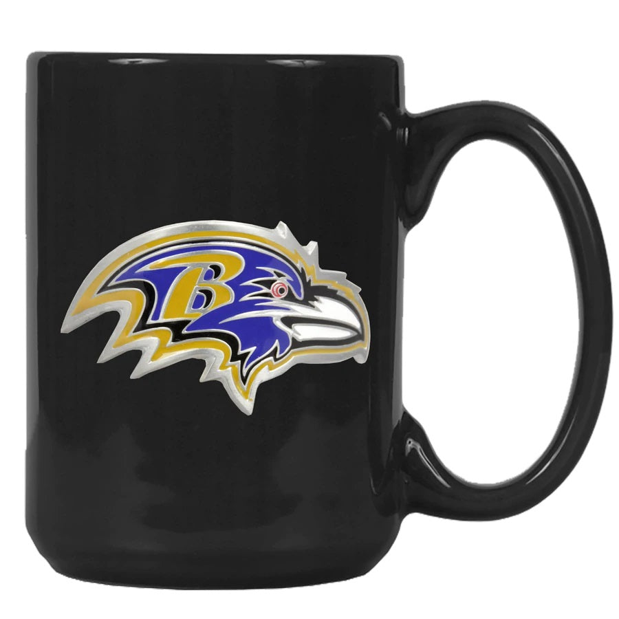 Baltimore Ravens 15oz. Metal Emblem Logo Ceramic Mug