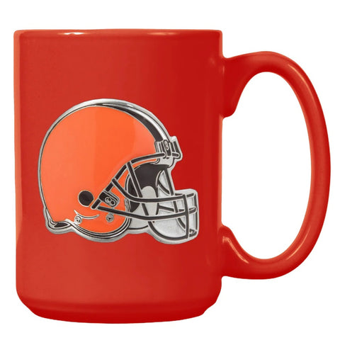 Cleveland Browns 15oz. Metal Emblem Logo Ceramic Mug