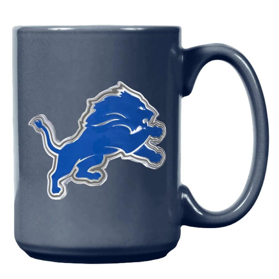 Detroit Lions 15oz. Metal Emblem Logo Ceramic Mug