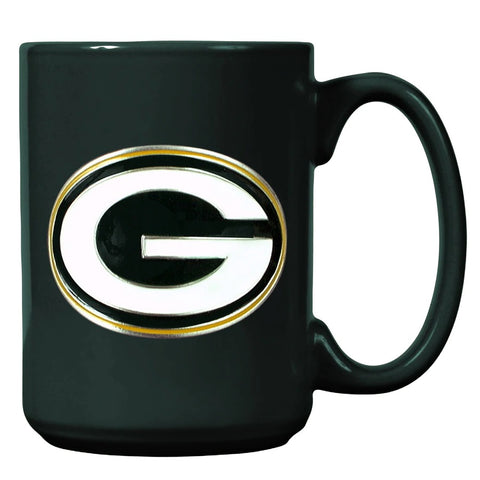 Green Bay Packers 15oz. Metal Emblem Logo Ceramic Mug
