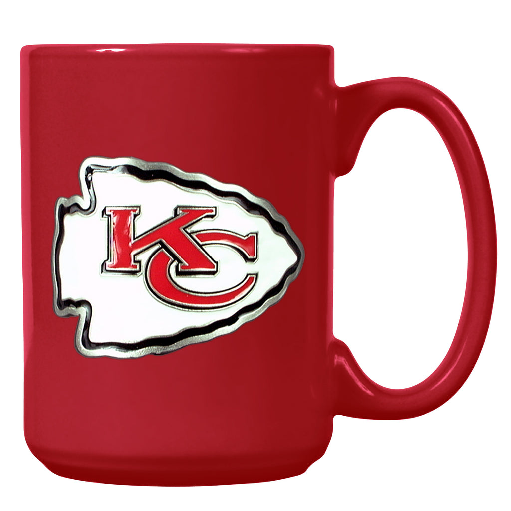 Kansas City Chiefs 15oz. Metal Emblem Logo Ceramic Mug