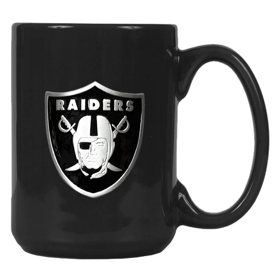 Las Vegas Raiders 15oz. Metal Emblem Logo Ceramic Mug
