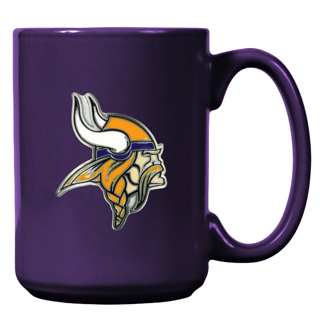 Minnesota Vikings 15oz. Metal Emblem Logo Ceramic Mug