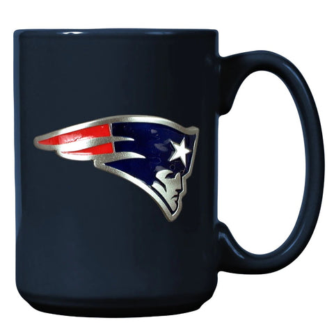 New England Patriots 15oz. Metal Emblem Logo Ceramic Mug