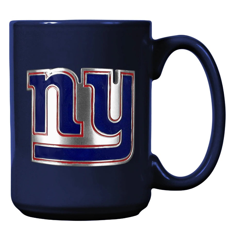 New York Giants 15oz. Metal Emblem Logo Ceramic Mug