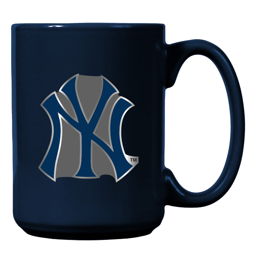 New York Yankees 15oz. Metal Emblem Logo Ceramic Mug