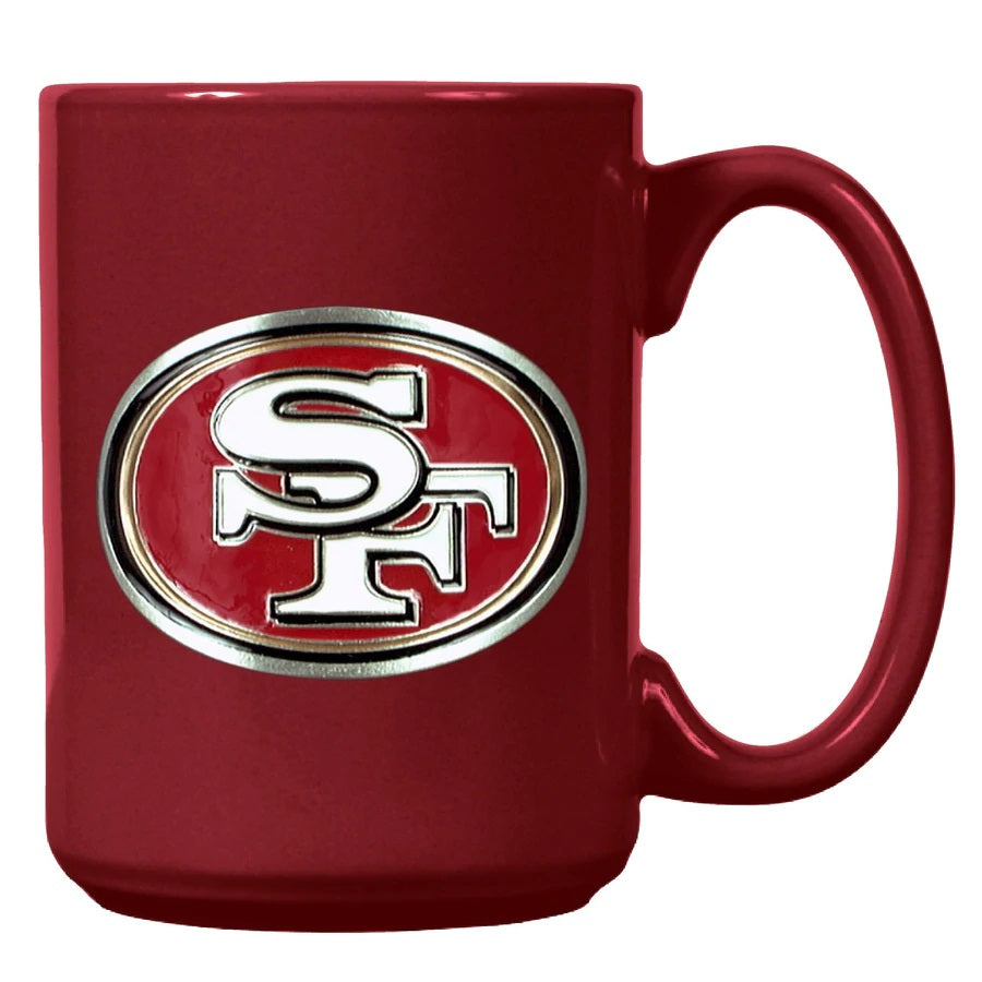 San Francisco 49ers 15oz. Metal Emblem Logo Ceramic Mug