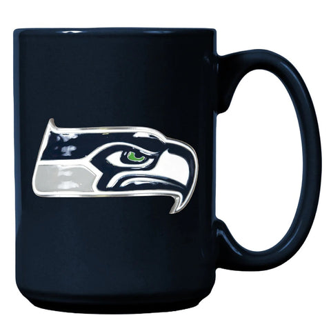 Seattle Seahawks 15oz. Metal Emblem Logo Ceramic Mug