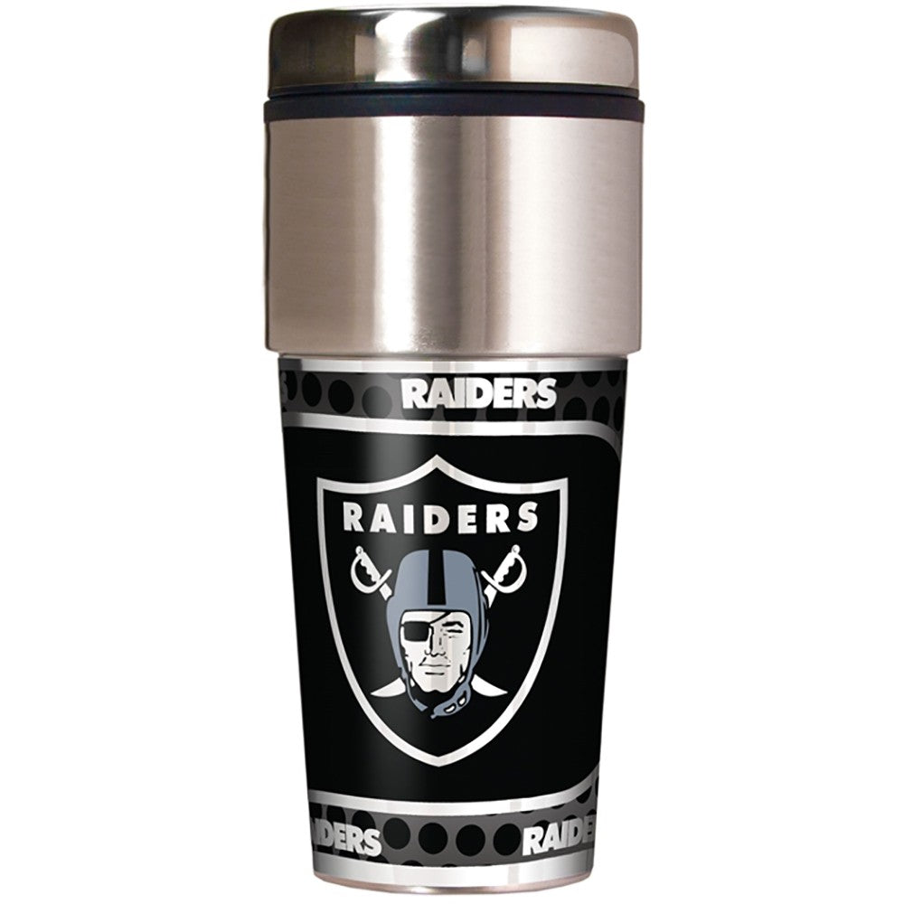 Oakland Raiders 16oz Metallic Coffee Travel Mug