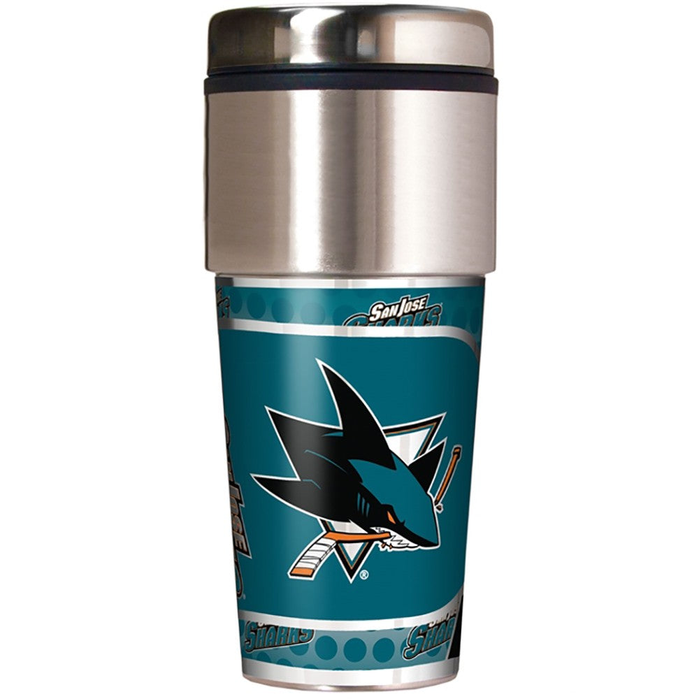 San Jose Sharks 16oz Metallic Coffee Travel Mug