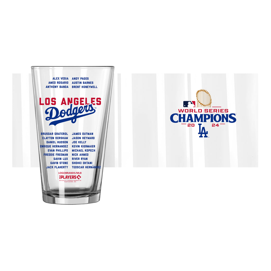 Los Angeles Dodgers 2024 World Series Champs Roster 16 oz Pint Glass