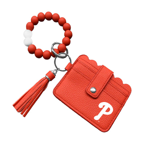 Philadelphia Phillies Beaded Bracelet Wallet with Tassel