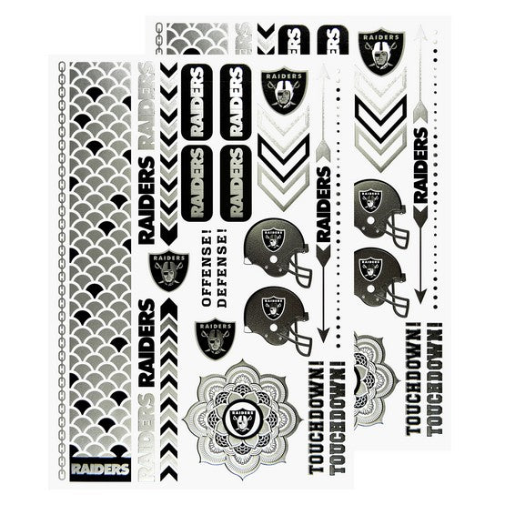 Oakland Raiders Metallic Body Tattoos