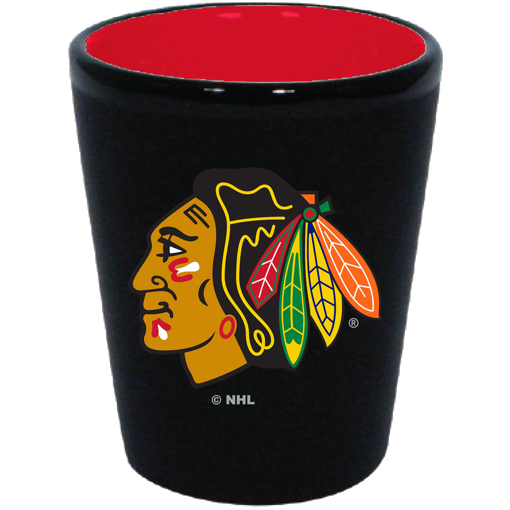 Chicago Blackhawks 2oz. Matte Black/Inner Color Shot
