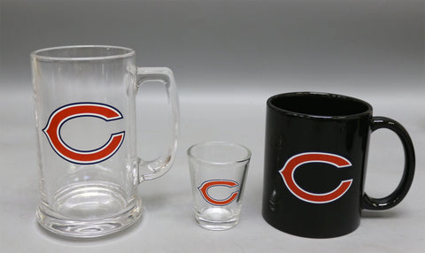 Chicago Bears 3pc Drinkware Giftset - Black Mug