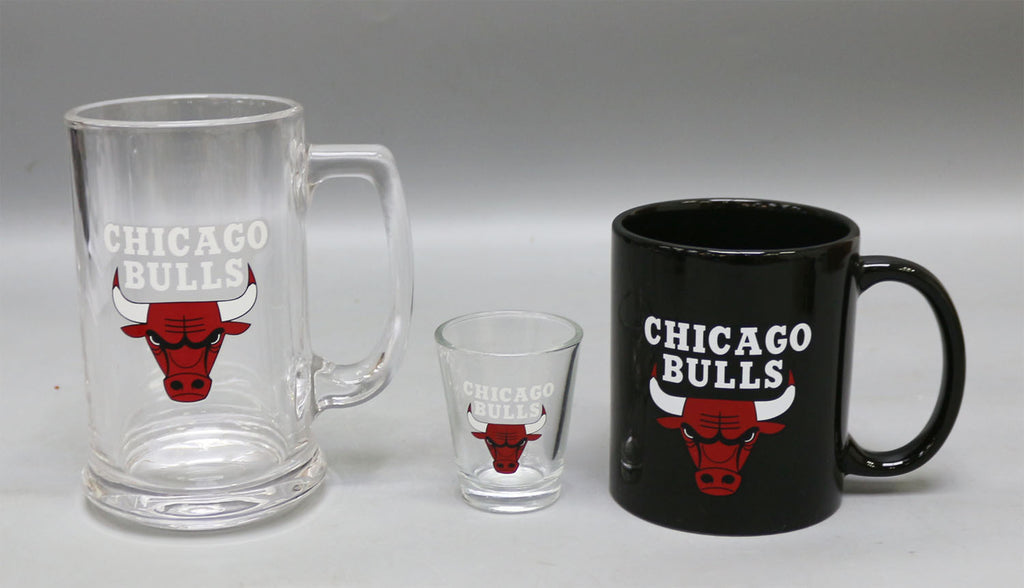 Chicago Bulls 3pc Drinkware Giftset - Black Mug