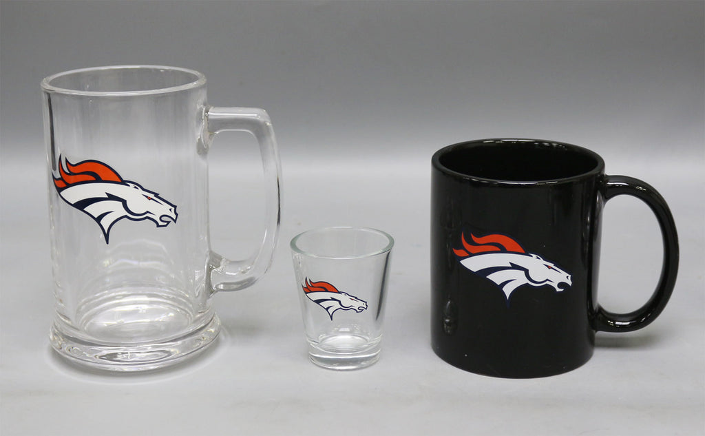 Denver Broncos 3pc Drinkware Giftset - Black Mug