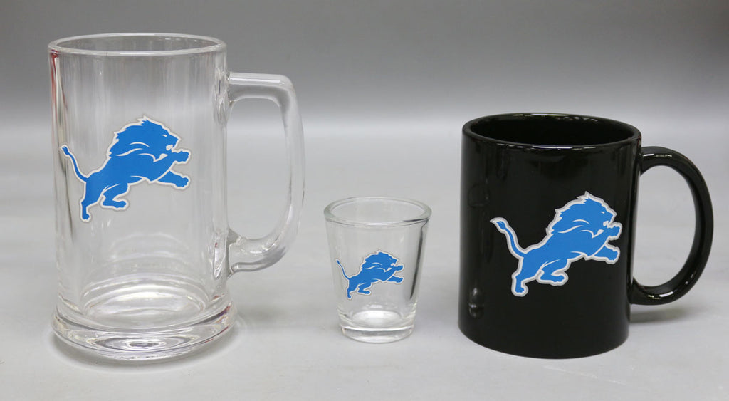 Detroit Lions 3pc Drinkware Giftset - Black Mug