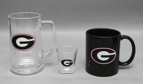 Georgia Bulldogs 3pc Drinkware Giftset - Black Mug