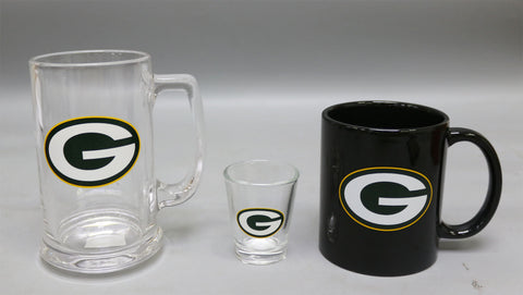 Green Bay Packers 3pc Drinkware Giftset - Black Mug